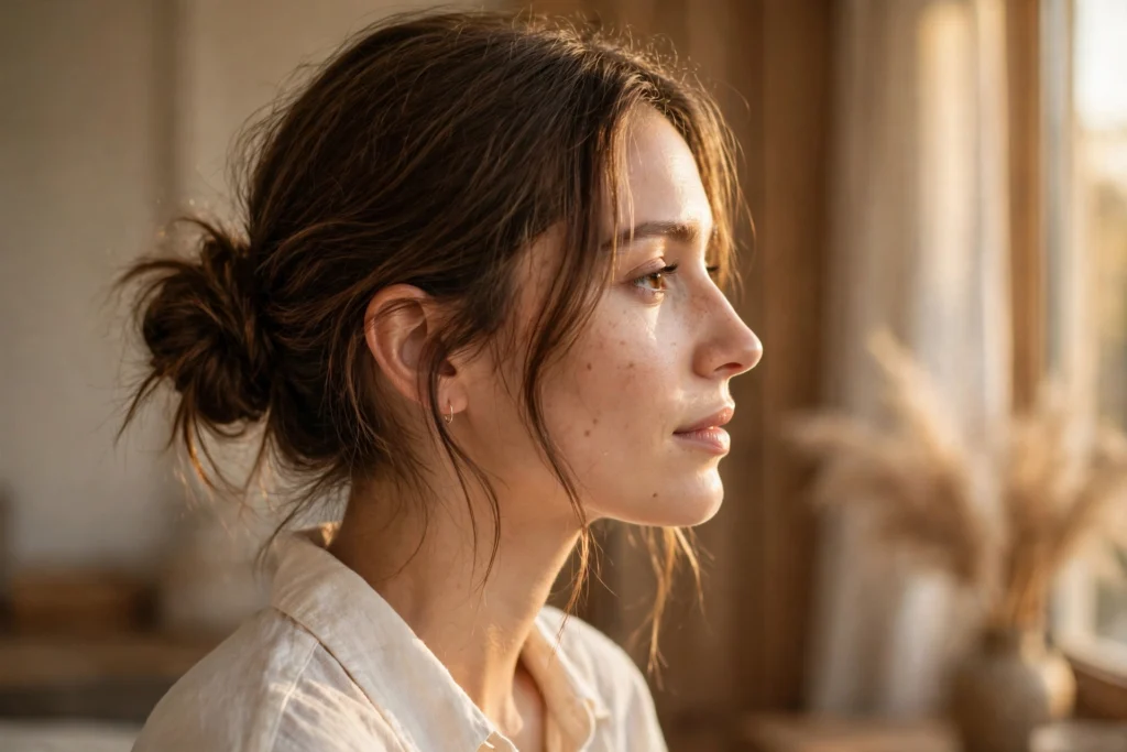 A relaxed low knotted bun hairstyle for fall 2026.